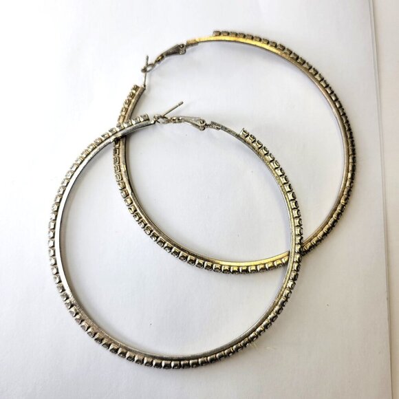 Silvertone Large Hoops - Picture 1 of 5